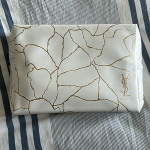 YSL brand new beaut make up travel bag. White w/gold.
